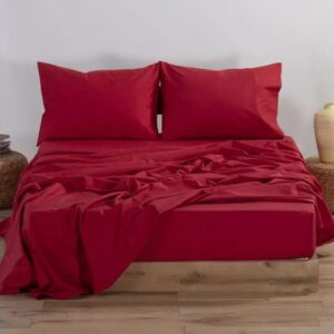 Μονόχρωμο Σεντόνι με λάστιχο-ΥΠΕΡΔΥΠΛΟ-180X200+30CM-Μπορντό