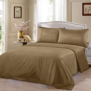 Σεντόνια Σετ Μονόχρωμα - Καφέ ΥΠΕΡΔΙΠΛΟ-220x240CM