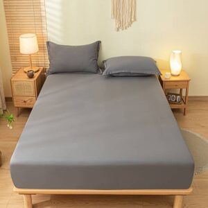 Μονόχρωμο Σεντόνι με λάστιχο-ΥΠΕΡΔΥΠΛΟ-180X200+30CM-Γκρί