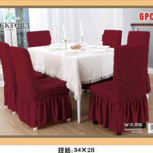 Σετ 6τμχ Ελαστικά Καλύμματα Καρέκλας Με Βολάν -5 ΜΠΟΡΝΤΟ