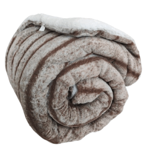 Κουβερτοπάπλωμα Πολυτελείας “Caramelle Luxe” – Ζεστή & Απαλή Γούνα Κουνελιού με Προβατάκι, Καφέ-Μπεζ