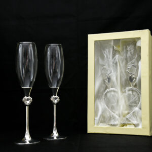 Σετ «Golden Spark» 2 Ποτήρια Σαμπάνιας Γάμου – Κρυστάλλινο Γυαλί 150ml